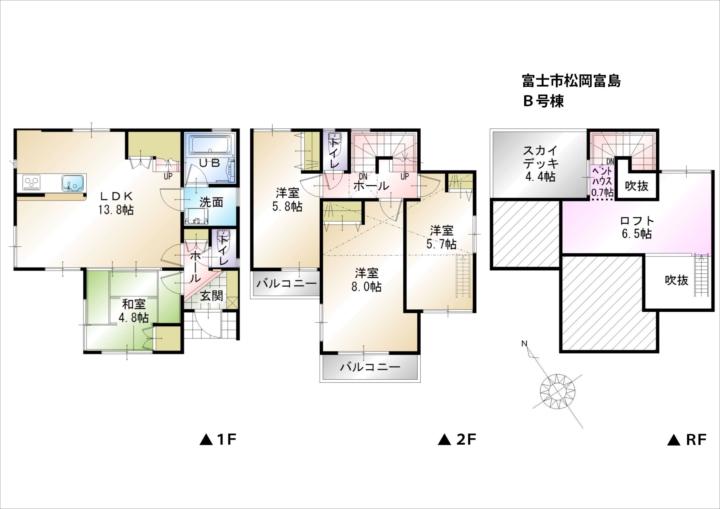 Floor plan. (B Building), Price 25,800,000 yen, 4LDK, Land area 132.29 sq m , Building area 89.83 sq m