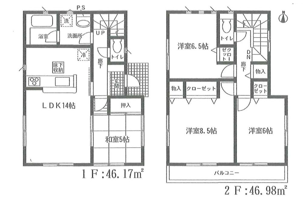 Floor plan. Price 17.8 million yen, 4LDK, Land area 134.73 sq m , Building area 93.15 sq m