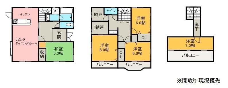 Floor plan. 27.5 million yen, 5LDK + 2S (storeroom), Land area 180.76 sq m , Building area 140.73 sq m