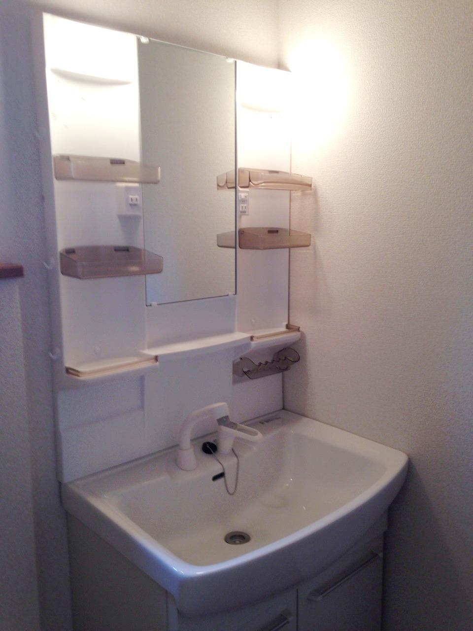 Wash basin, toilet. Shower Dresser