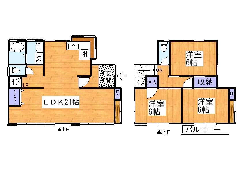 Floor plan. 12.4 million yen, 3LDK, Land area 100.65 sq m , Building area 88.59 sq m
