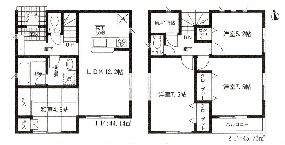Floor plan. 22,800,000 yen, 4LDK, Land area 136.18 sq m , Building area 89.9 sq m