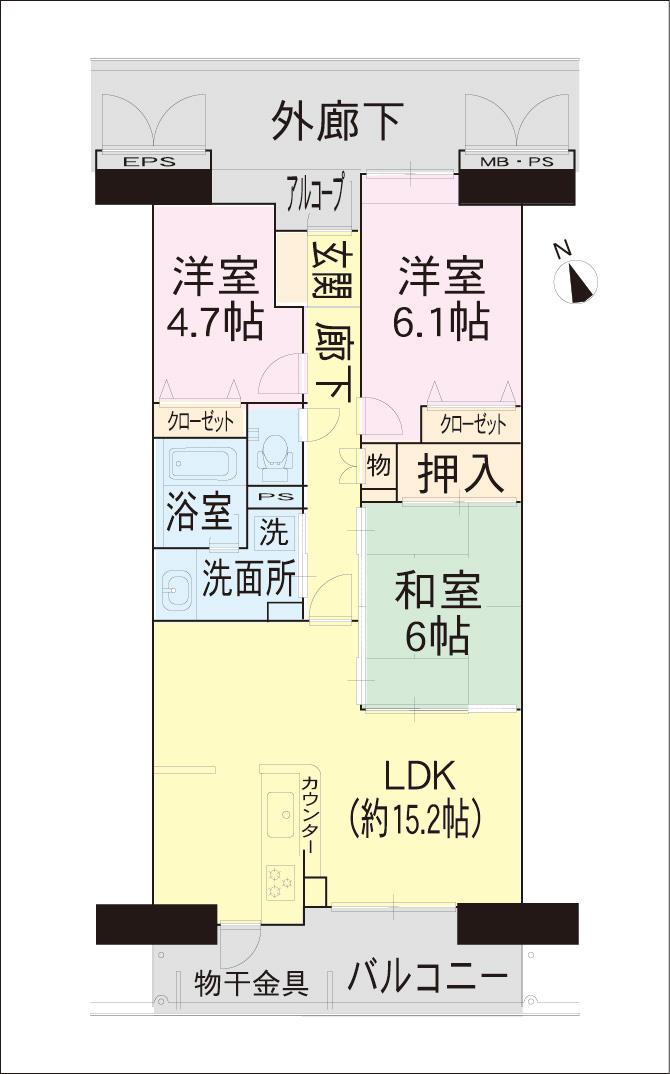 Floor plan. 3LDK, Price 18.9 million yen, Occupied area 71.54 sq m , Balcony area 10.13 sq m