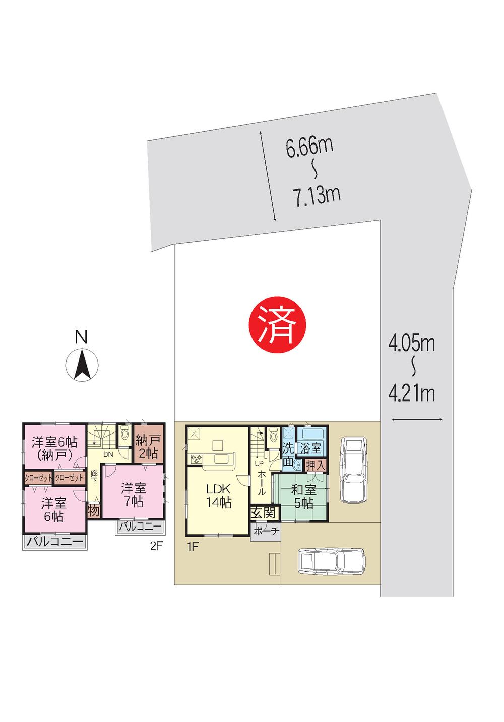 Compartment figure. 16.8 million yen, 4LDK, Land area 114.38 sq m , Building area 93.55 sq m car park two