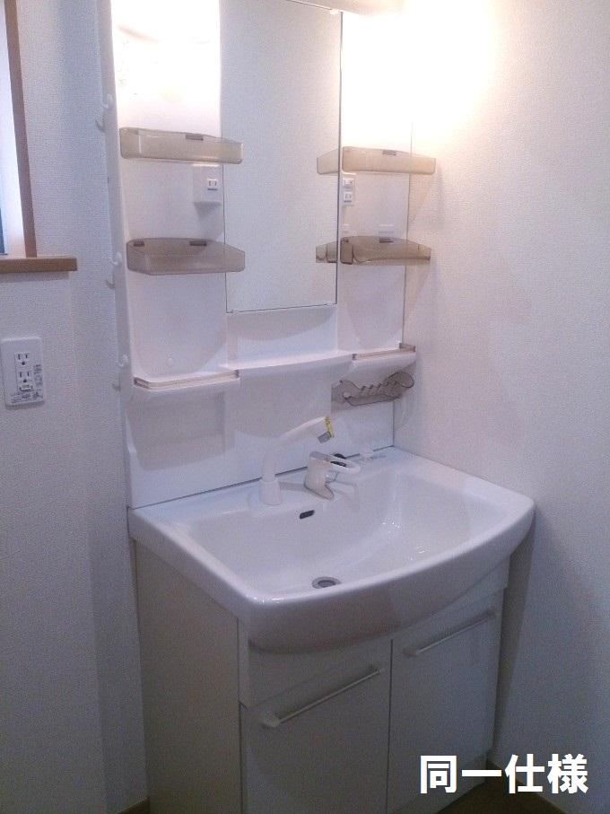 Wash basin, toilet. Shower Dresser