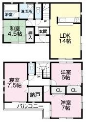 Floor plan. (5), Price 22,800,000 yen, 4LDK, Land area 131.93 sq m , Building area 91.34 sq m