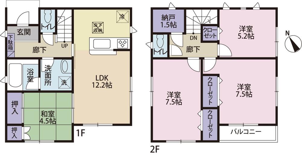 Floor plan. 22,800,000 yen, 4LDK + S (storeroom), Land area 136.18 sq m , Building area 89.9 sq m