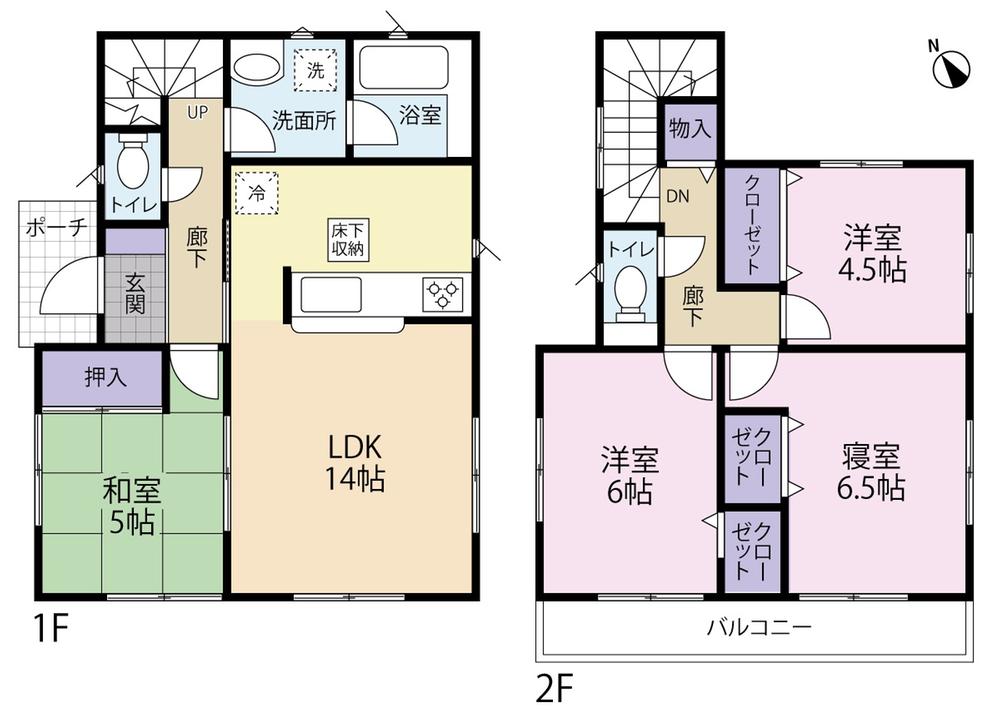 Floor plan. (Building 2), Price 23.8 million yen, 4LDK, Land area 145 sq m , Building area 86.67 sq m