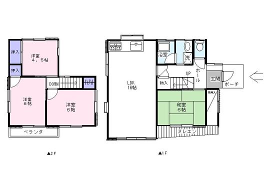 Floor plan. 12.4 million yen, 4LDK, Land area 166.2 sq m , Building area 87.76 sq m