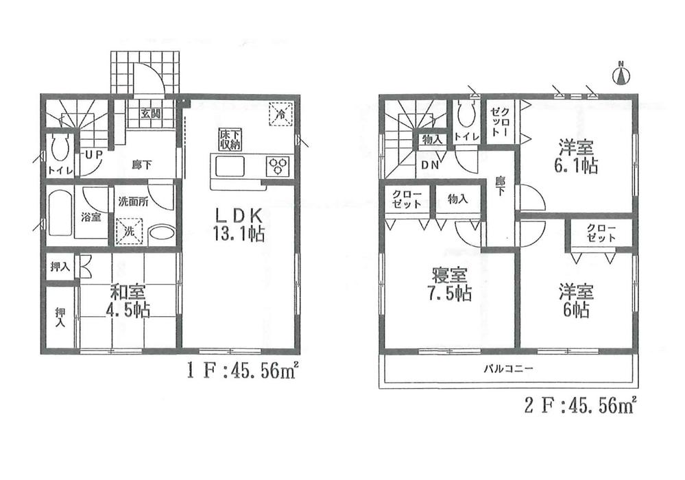 Floor plan. (1 Building), Price 21,800,000 yen, 4LDK, Land area 115.2 sq m , Building area 91.12 sq m