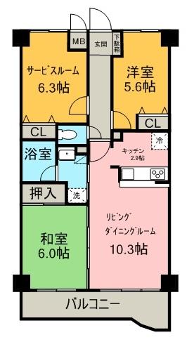 Floor plan. 2LDK + S (storeroom), Price 10.8 million yen, Occupied area 66.96 sq m