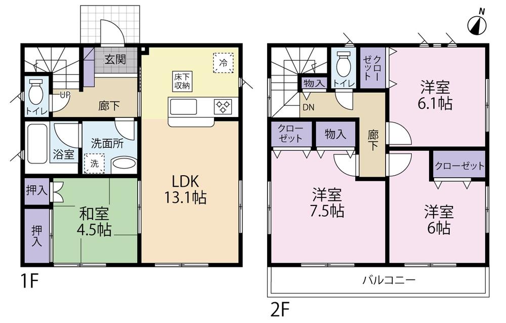 Floor plan. (1 Building), Price 22,800,000 yen, 4LDK, Land area 119.46 sq m , Building area 91.12 sq m