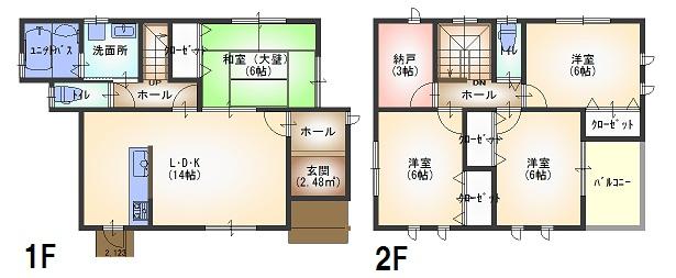 Floor plan. 22 million yen, 4LDK, Land area 157.17 sq m , Building area 99.37 sq m
