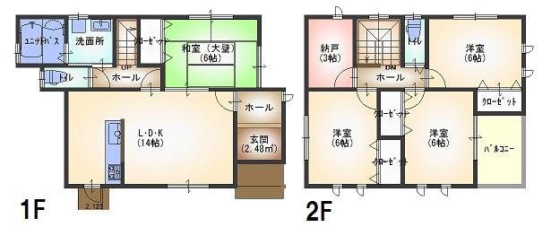 Floor plan. 22 million yen, 4LDK, Land area 157.17 sq m , Building area 99.37 sq m