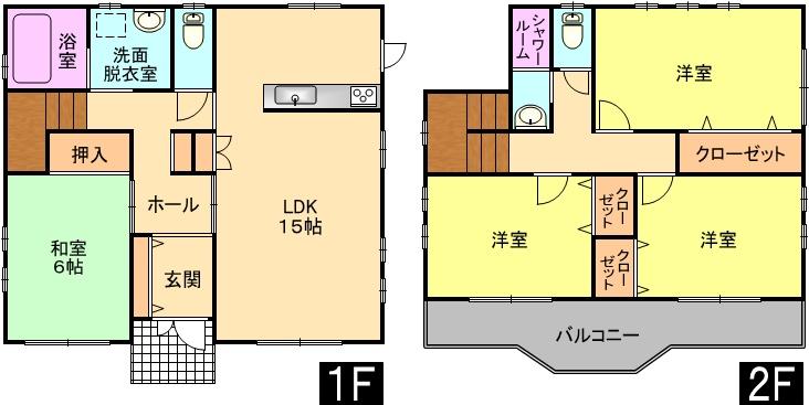 Floor plan. 28.5 million yen, 4LDK, Land area 166 sq m , Building area 107.66 sq m floor plan