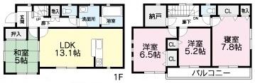 Floor plan. 17.8 million yen, 4LDK, Land area 136.48 sq m , Building area 92.74 sq m