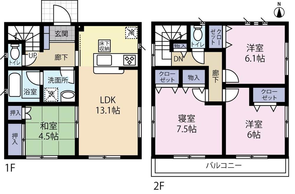 Floor plan. 21,800,000 yen, 4LDK, Land area 115.2 sq m , Building area 91.12 sq m 1 Building floor plan