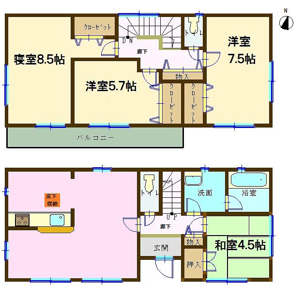 Floor plan. (1 Building), Price 22,800,000 yen, 4LDK, Land area 131.21 sq m , Building area 95.17 sq m
