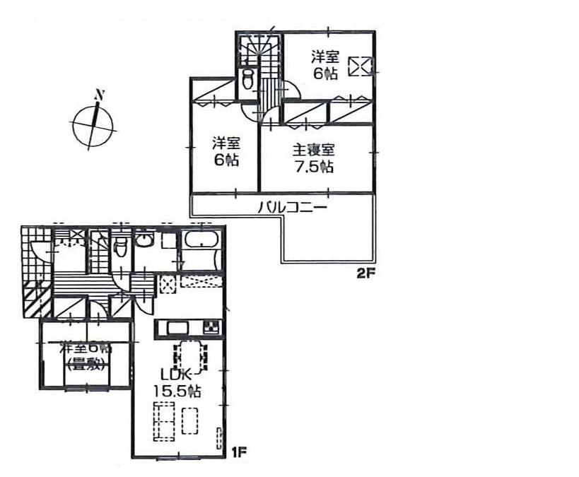 Floor plan. (1 Building), Price 25,400,000 yen, 4LDK, Land area 143.46 sq m , Building area 97.71 sq m
