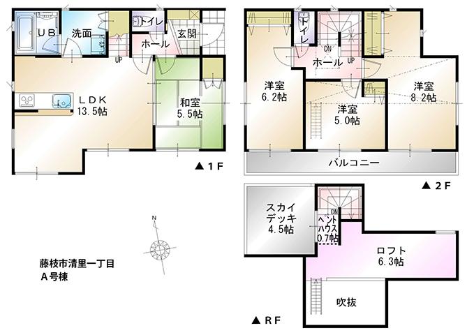 23.8 million yen, 4LDK, Land area 199.69 sq m , Building area 91.08 sq m Kiyosato chome Western-style building Floor plan