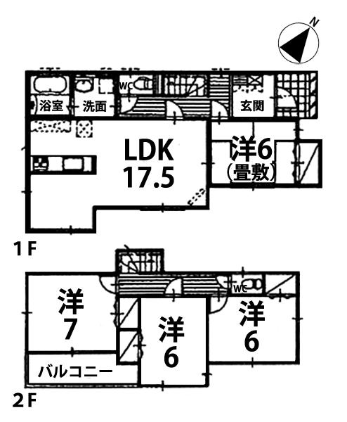 Floor plan. 20,900,000 yen, 4LDK, Land area 208.56 sq m , Taken between the building area 97.71 sq m 1 Building
