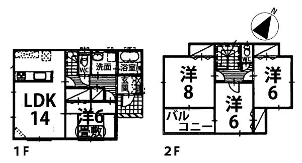 Floor plan. 20,900,000 yen, 4LDK, Land area 208.56 sq m , Taken between the building area 97.71 sq m 2 Building
