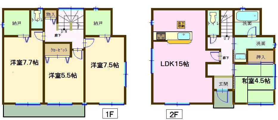 Floor plan. (3 Building), Price 21,800,000 yen, 4LDK, Land area 166.5 sq m , Building area 97.02 sq m