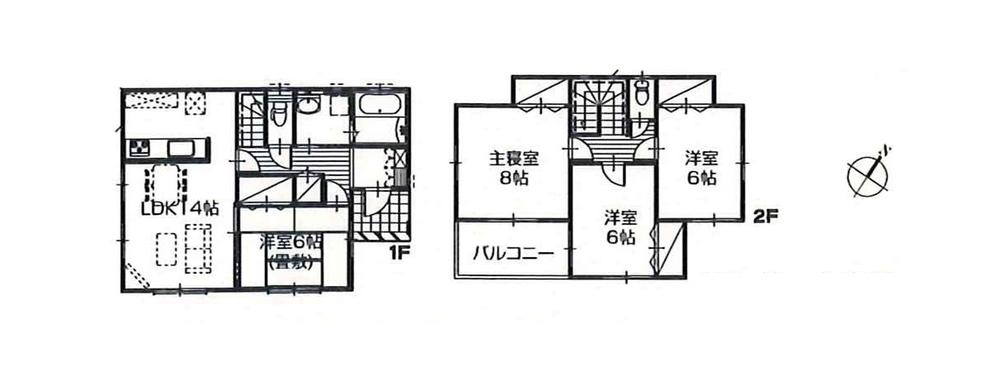 Floor plan. (Building 2), Price 22,400,000 yen, 4LDK, Land area 208.56 sq m , Building area 97.71 sq m