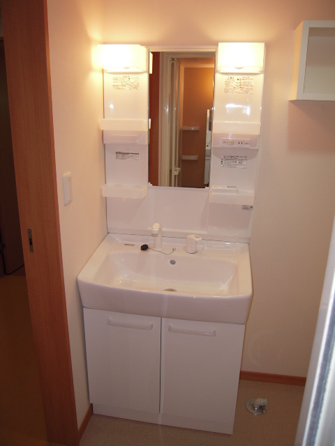 Washroom. Vanity that is independent of the shower