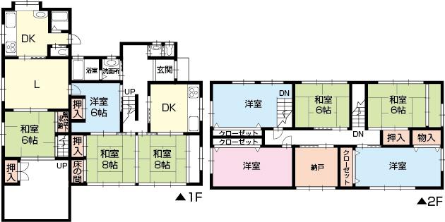 Floor plan. 17.8 million yen, 9LDDKK + S (storeroom), Land area 287.96 sq m , Building area 141.31 sq m