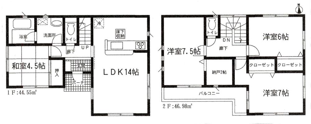 Floor plan. 21,800,000 yen, 4LDK, Land area 121.54 sq m , Building area 91.53 sq m