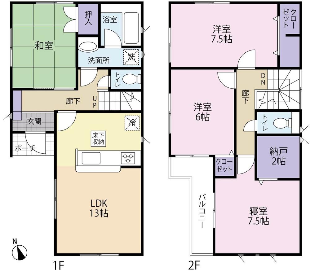 Floor plan. 22,800,000 yen, 4LDK + S (storeroom), Land area 234.06 sq m , Building area 94.77 sq m 2 Building floor plan