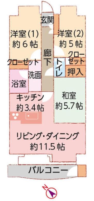 Floor plan. 3LDK, Price 17,900,000 yen, Occupied area 68.82 sq m , Balcony area 9.67 sq m 3LDK