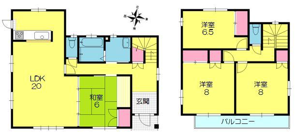 Floor plan. 18,800,000 yen, 4LDK, Land area 224.33 sq m , Building area 126.54 sq m