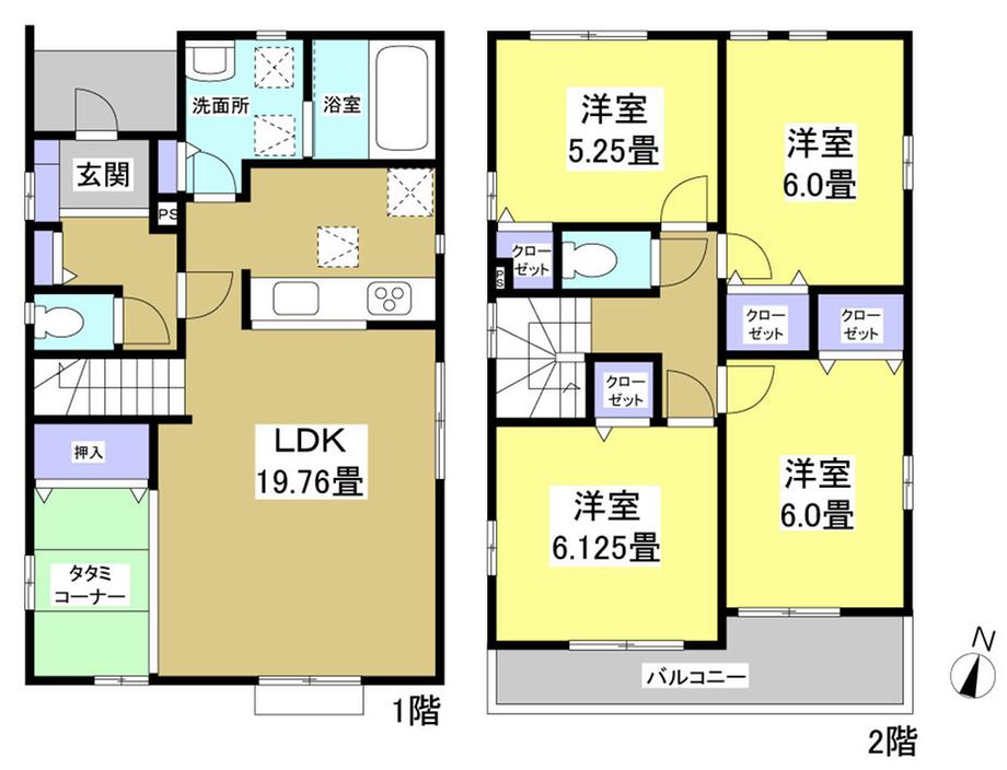 Floor plan. 25,800,000 yen, 4LDK, Land area 157.59 sq m , Building area 100.61 sq m
