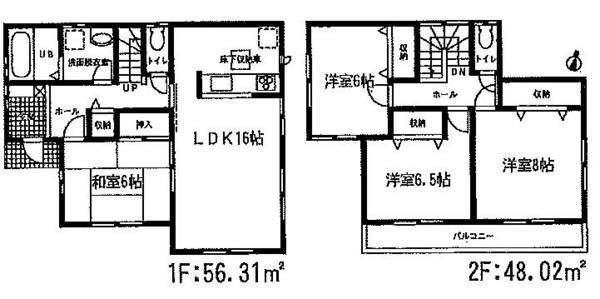 Floor plan. 21,800,000 yen, 4LDK, Land area 154 sq m , Building area 104.33 sq m