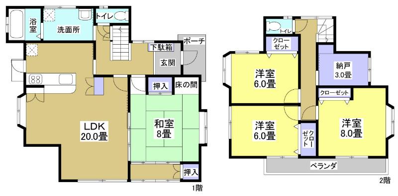 Floor plan. 9.8 million yen, 4LDK+S, Land area 267.48 sq m , Building area 122.55 sq m