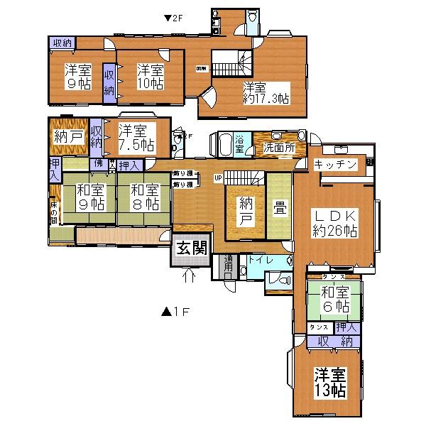 Floor plan. 35.4 million yen, 8LDK + 2S (storeroom), Land area 781.68 sq m , Building area 327.65 sq m