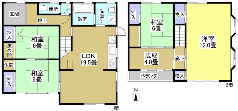 Floor plan. 13.8 million yen, 4LDK, Land area 129.88 sq m , Building area 112.54 sq m