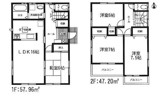 Floor plan. 23.8 million yen, 4LDK, Land area 206.63 sq m , Building area 105.16 sq m