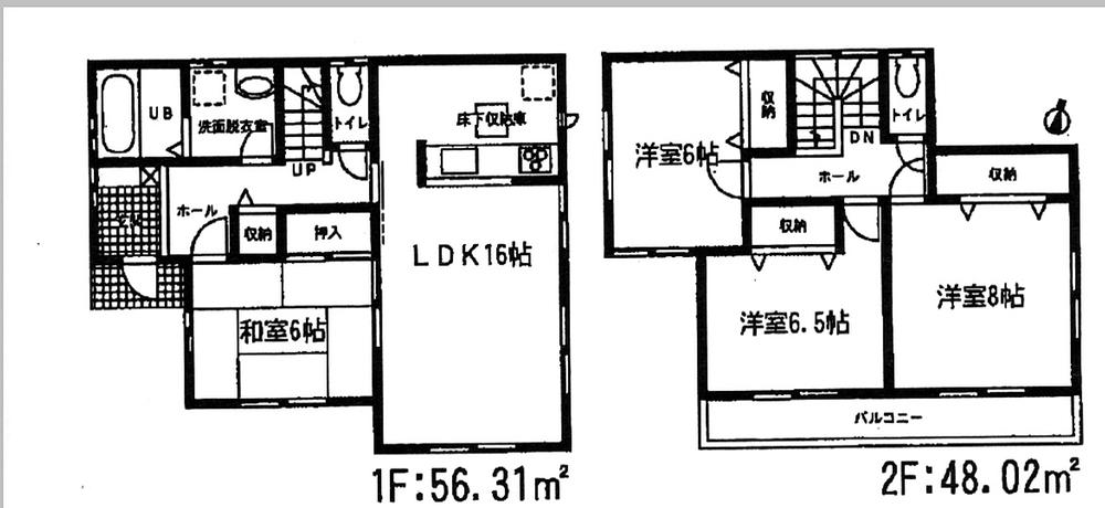 Floor plan. Price 21,800,000 yen, 4LDK, Land area 154 sq m , Building area 104.33 sq m