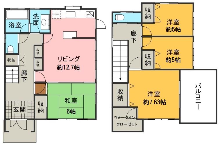 Floor plan. 24,800,000 yen, 4LDK, Land area 173.26 sq m , Building area 127.12 sq m