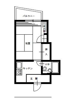 Floor plan. 1K, Price 800,000 yen, Occupied area 19.96 sq m , Balcony area 10.39 sq m