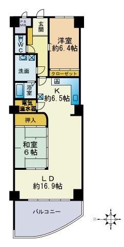 Floor plan. 2LDK, Price 8.8 million yen, Occupied area 76.06 sq m , Balcony area 13.49 sq m
