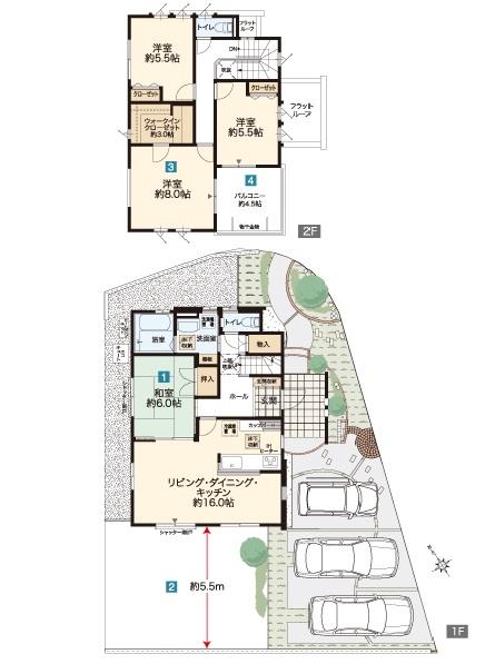 Floor plan. 32,400,000 yen, 4LDK, Land area 192.61 sq m , Building area 105.53 sq m No.2 Floor plan You can preview