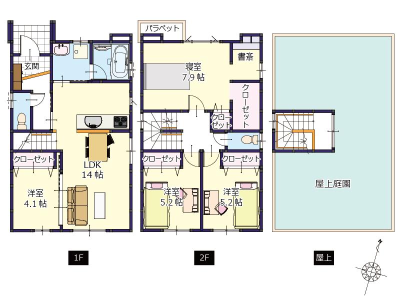 Floor plan. (B-1 No. land), Price 24,980,000 yen, 4LDK, Land area 103.65 sq m , Building area 98.53 sq m