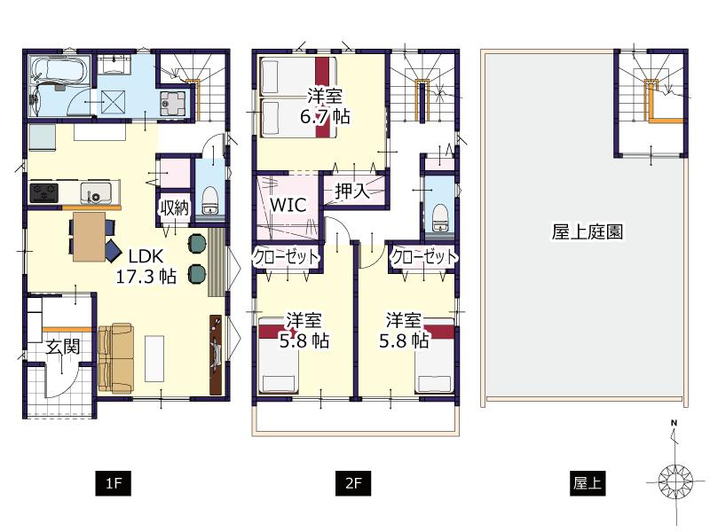 Floor plan. (B Building), Price 25,980,000 yen, 3LDK, Land area 100 sq m , Building area 99.84 sq m
