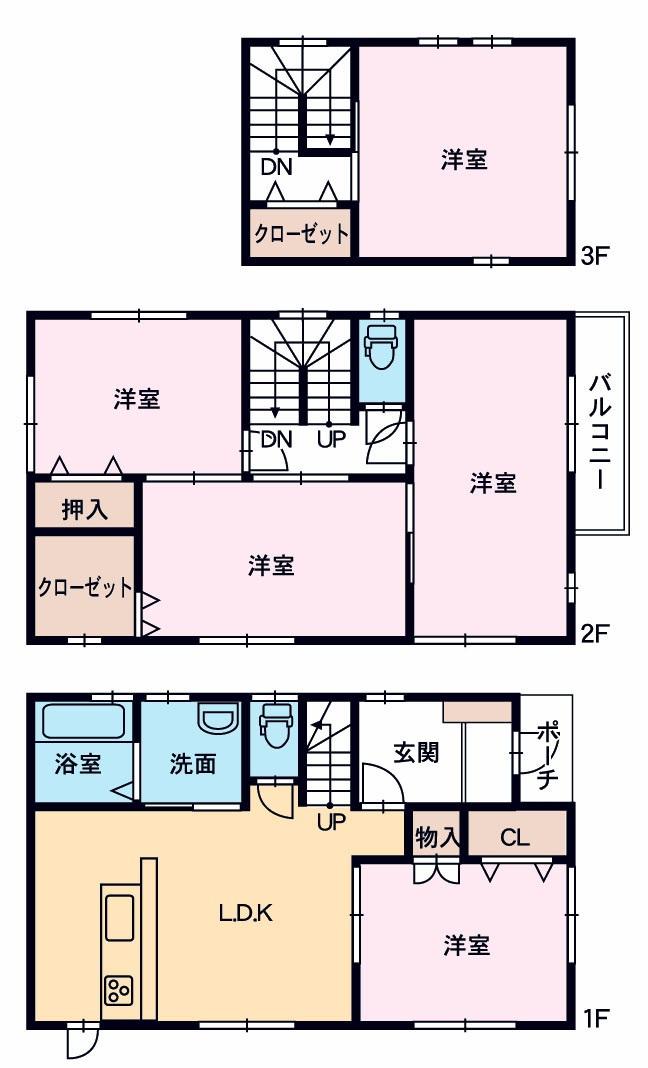 Floor plan. 19,800,000 yen, 5LDK, Land area 102 sq m , Building area 117.57 sq m