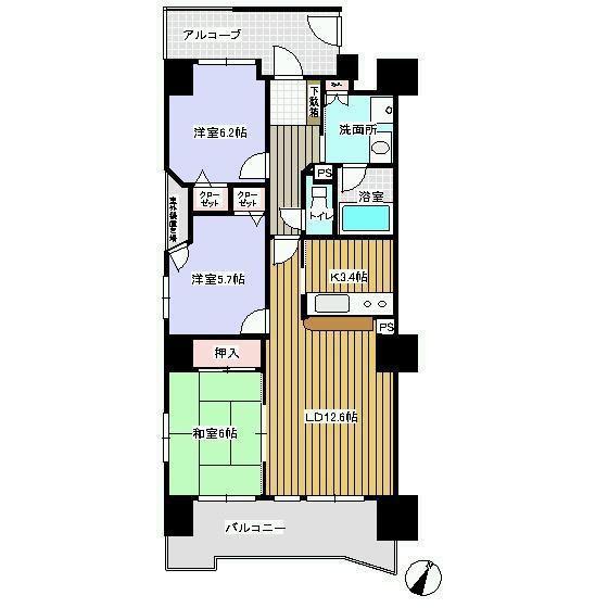 Floor plan. 3LDK, Price 17 million yen, Occupied area 73.79 sq m , Balcony area 10.92 sq m