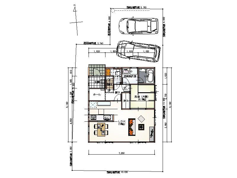 Building plan example (floor plan). Building plan example ( No. 3 locations) Building Price     18,144,000 yen, Building area 105.98 sq m